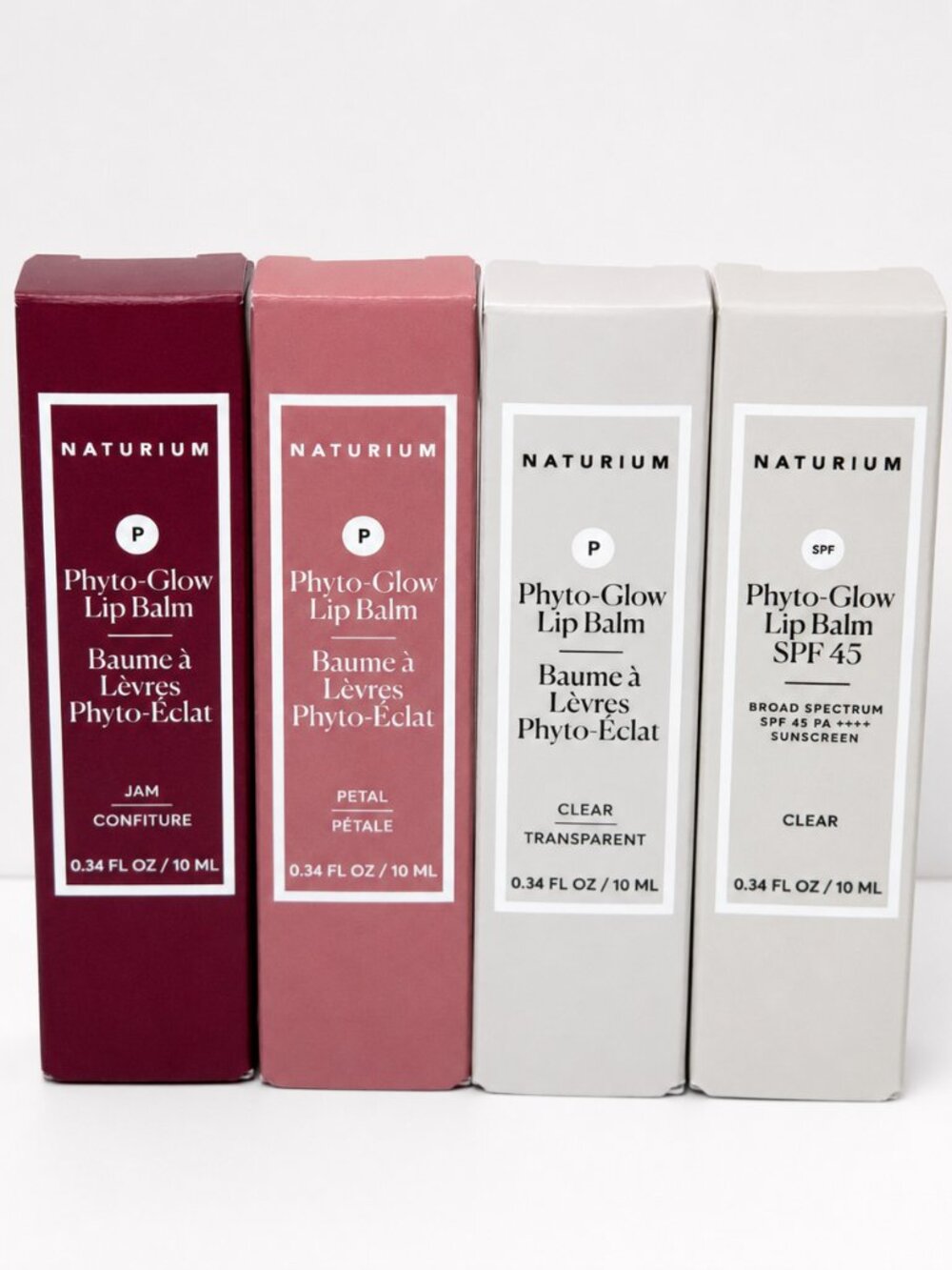 Naturium Phyto-Glow Lip Balm 4-Piece Bundle – Jam, Petal, Clear + SPF 45 Clear
